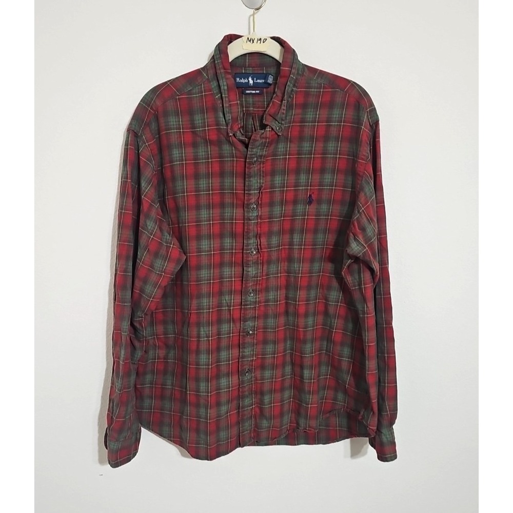 Ralph Lauren Custom Fit Button Down Shirt Long Sleeve Men Size XL Vintage